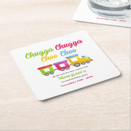 Porta-copo De Papel Quadrado Comboio Colorido do Partido segundo aniversário Ch