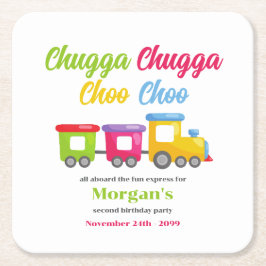 Porta-copo De Papel Quadrado Comboio Colorido do Partido segundo aniversário Ch