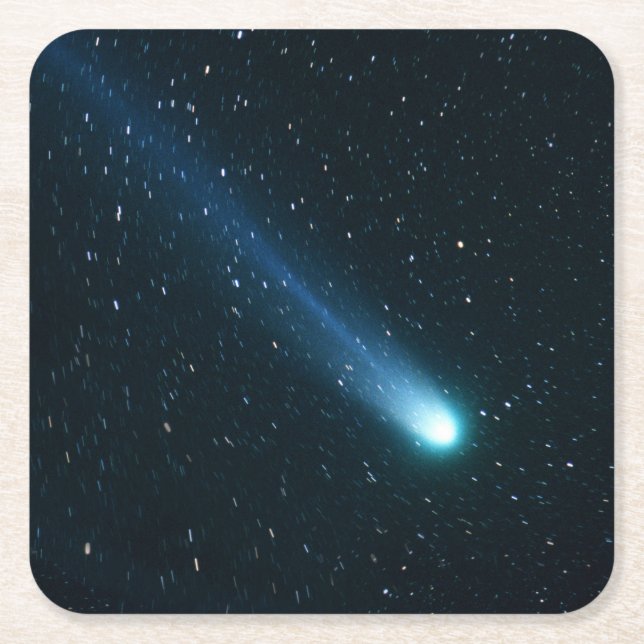 Porta-copo De Papel Quadrado Cometa no Céu Noturno (Frente)
