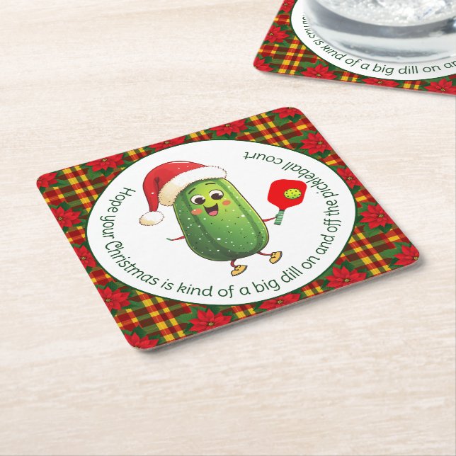 Porta-copo De Papel Quadrado Comício Pickleball de Papais noeis de texto person (Inclinado)