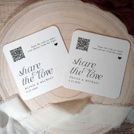 Porta-copo De Papel Quadrado Compartilhamento de Fotos por Código QR Casamento