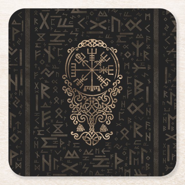 Porta-copo De Papel Quadrado Compasso de Vegvisir - de Viking no teste padrão (Frente)