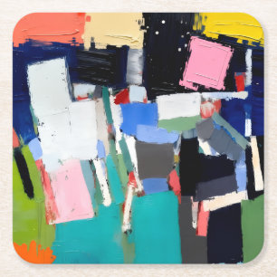 Porta-copo De Papel Quadrado Composição de Obra de Arte Abstrata
