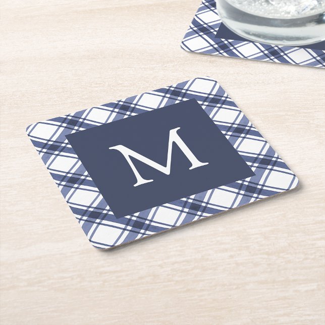 Porta-copo De Papel Quadrado Concha Azul e Branca (Blue and White Coaster
)