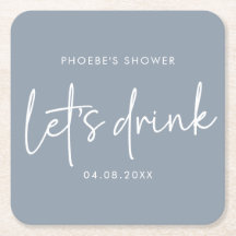 Concha Azul Minimalista Bridal Shower Coaster de L