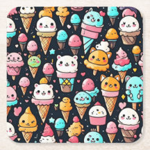 Cones de sorvete colorido, bonitos