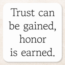 Porta-copo De Papel Quadrado Confiança e honrar Porta copos de papel