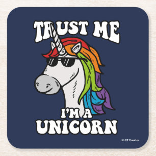 Porta-copo De Papel Quadrado Confie em mim, sou um Unicórnio
