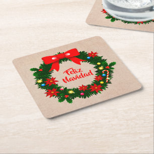 Porta-copo De Papel Quadrado Conjunto de Arco de Feliz Navidad Feliz Natal