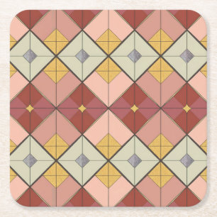 Porta-copo De Papel Quadrado Conjunto de Portas copos de Padrão de Diamante Ros