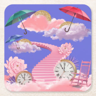 Porta-copo De Papel Quadrado Conjunto de Portas copos de Paisagem de Sonho Surr