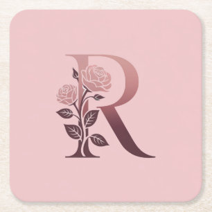 Porta-copo De Papel Quadrado Conjunto de Portas copos de Rosas Rosa Monograma