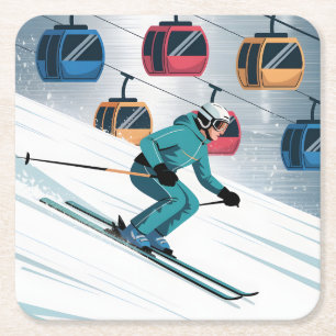 Porta-copo De Papel Quadrado Conjunto de Portas copos do Skier de Lift Ski