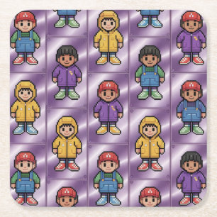Porta-copo De Papel Quadrado Conjunto de Portas copos Pals de Pixel para Crianç