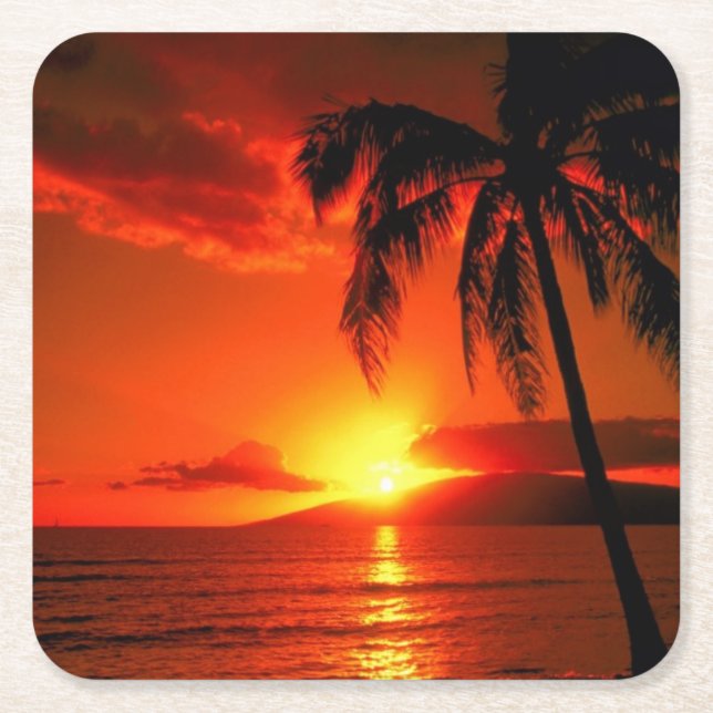 Porta-copo De Papel Quadrado Conjunto de Portas copos Sunset (Frente)