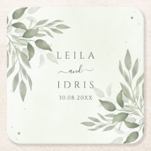 Porta-copo De Papel Quadrado Conjuntos de Apoios de Casamento Modernos Sage Gre