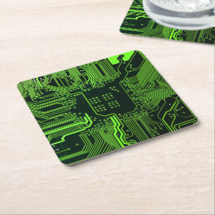 Porta-copo De Papel Quadrado Conselho do circuito do computador legal verde