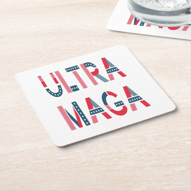 Porta-copo De Papel Quadrado Conservador Republicano Patriótico Ultra MAGA Trum (Inclinado)