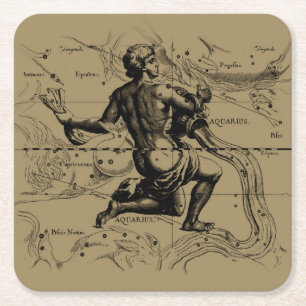 Porta-copo De Papel Quadrado Constelação Vintage de Aquário por Hevelius 1690