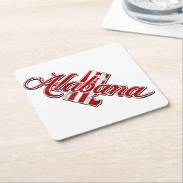 Porta-copo De Papel Quadrado Contorno do Estado do Alabama