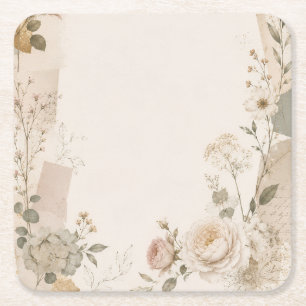 Porta-copo De Papel Quadrado Convite de Casamento de Jardim com Natural