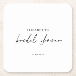 Porta-copo De Papel Quadrado Convite de Chá de panela de Script Mínimo