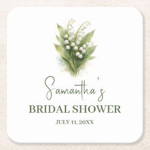 Porta-copo De Papel Quadrado Convite de Chuva de Noiva Floral Branco Lírio do V