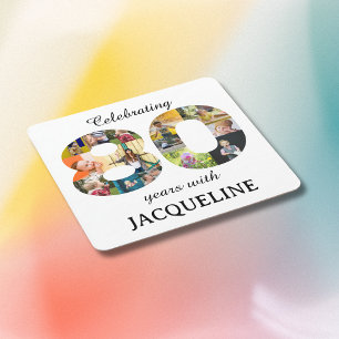 Porta-copo De Papel Quadrado Convite para Modelo de Foto de Aniversário de 80