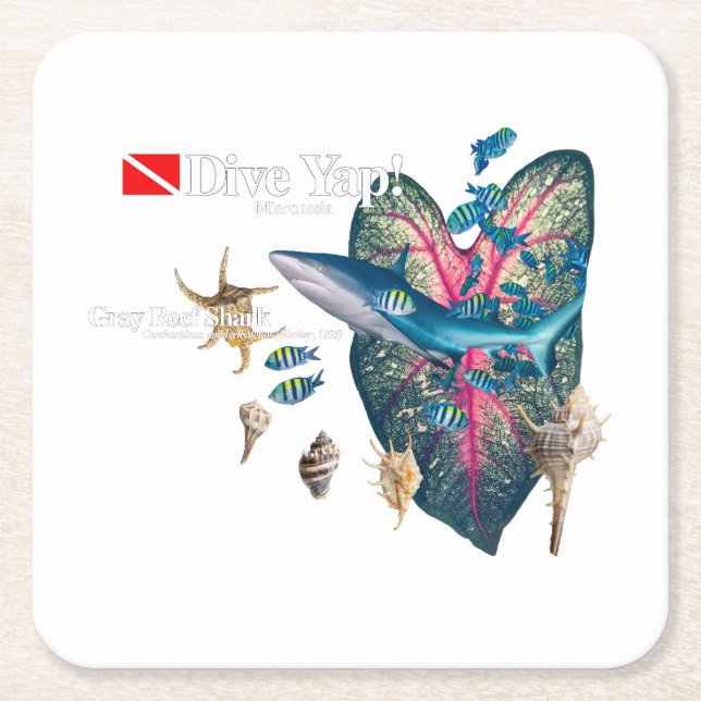 Porta-copo De Papel Quadrado Convite tropical (Frente)