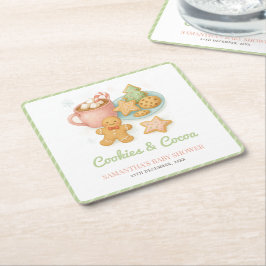 Porta-copo De Papel Quadrado Cookies and Cocoa Christmas Baby Shower 
