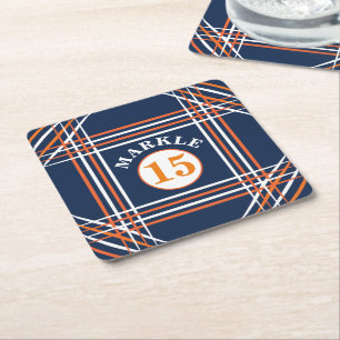 Porta-copo De Papel Quadrado Copo de apoio azul e laranja inspirado em esportes