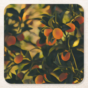 Porta-copo De Papel Quadrado Copo de Árvore de Laranja Estilizado