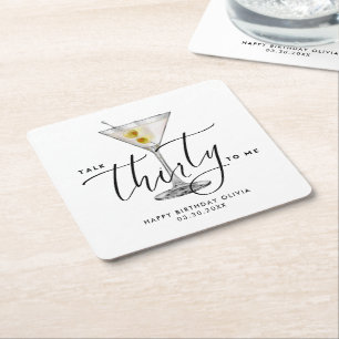 Porta-copo De Papel Quadrado Copo de Martini Moderno “Fala Trinta pra Mim” 30º