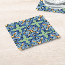 Porta-copo De Papel Quadrado Copo de Papel Arabesco Pássaro Azul