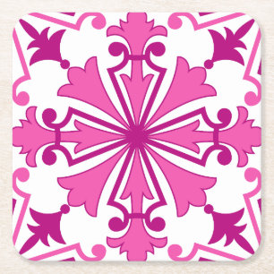 Porta-copo De Papel Quadrado Copo de Papel de Azulejo Português Rosa