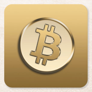 Porta-copo De Papel Quadrado Copo de Papel de Bitcoin Dourado - quadrado