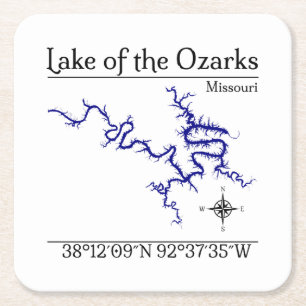Porta-copo De Papel Quadrado Copo de papel mapa do Lago dos Ozarks Missouri