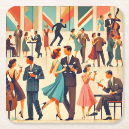 Porta-copo De Papel Quadrado Coquetéis Mid Century Modern No Clube