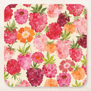 Porta-copo De Papel Quadrado Coquetel de Amoras de Verão