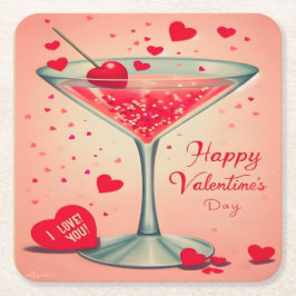 Porta-copo De Papel Quadrado Coquetel Mid Century Valentine Martini