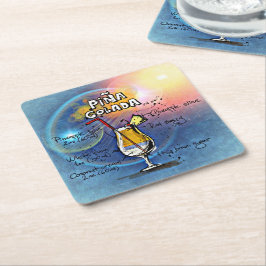 Porta-copo De Papel Quadrado Coquetel Pina Colada ( nº 5 de 12 conjuntos de rec