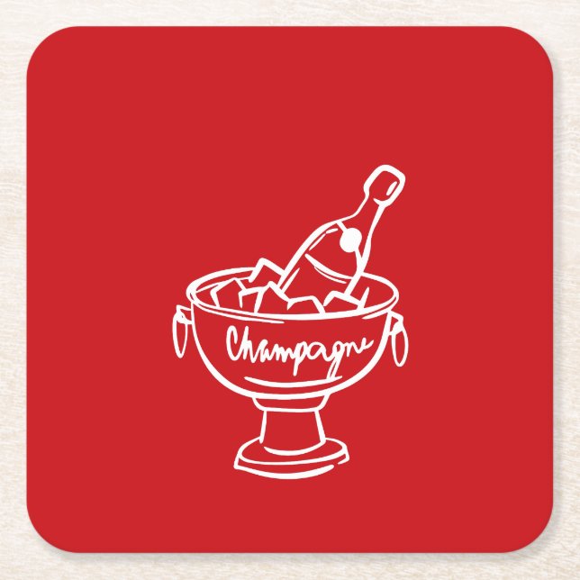 Porta-copo De Papel Quadrado Coquette Champagne (Frente)