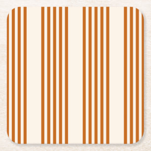 Porta-copo De Papel Quadrado Cor de laranja queimada e bege, padrão de cinco fa