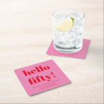 Porta-copo De Papel Quadrado Cor-de-rosa e vermelho 50º aniversário personaliza<br><div class="desc">Cor-de-rosa-escuro e vermelho moderno 50º aniversário Porta copos de papel quadrada personalizada</div>