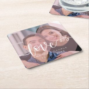 Porta-copo De Papel Quadrado Cor do Pastel do LOVE do Script de Corte  Casament