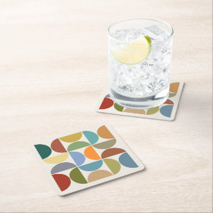 Porta-copo De Papel Quadrado Cor dos semicírculos do MCM na Praça de Creme