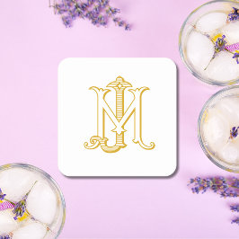 Porta-copo De Papel Quadrado COR EDITÁVEL JM Monogramas MJ Monogramas Portas co