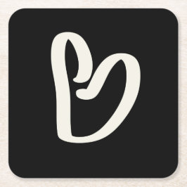 Porta-copo De Papel Quadrado coração branco abstrato a preto