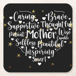 Porta-copo De Papel Quadrado Coração da mãe