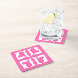 Porta-copo De Papel Quadrado Corações Brancos e Rosa Bublegum